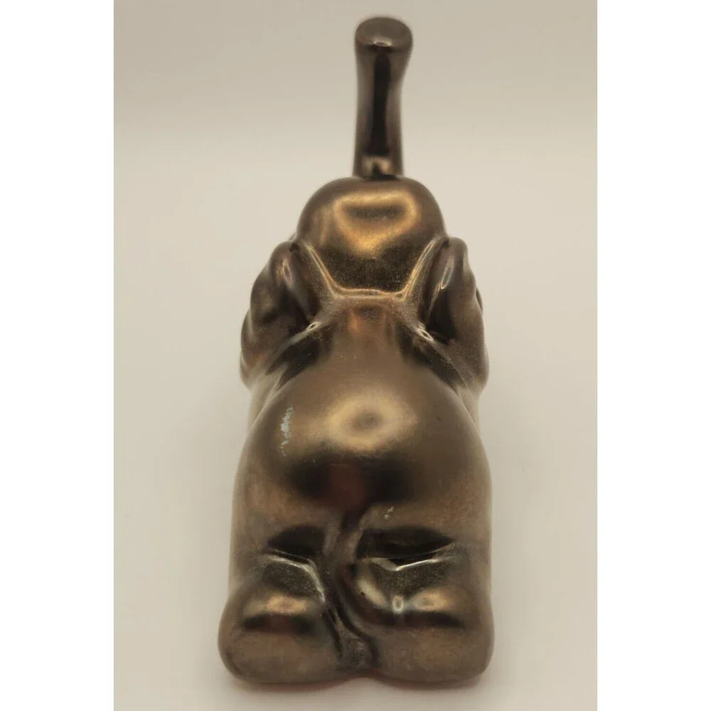 Elephant Figurine Statue Bronze Glazed Ceramic Cute Playful Whimsical 5